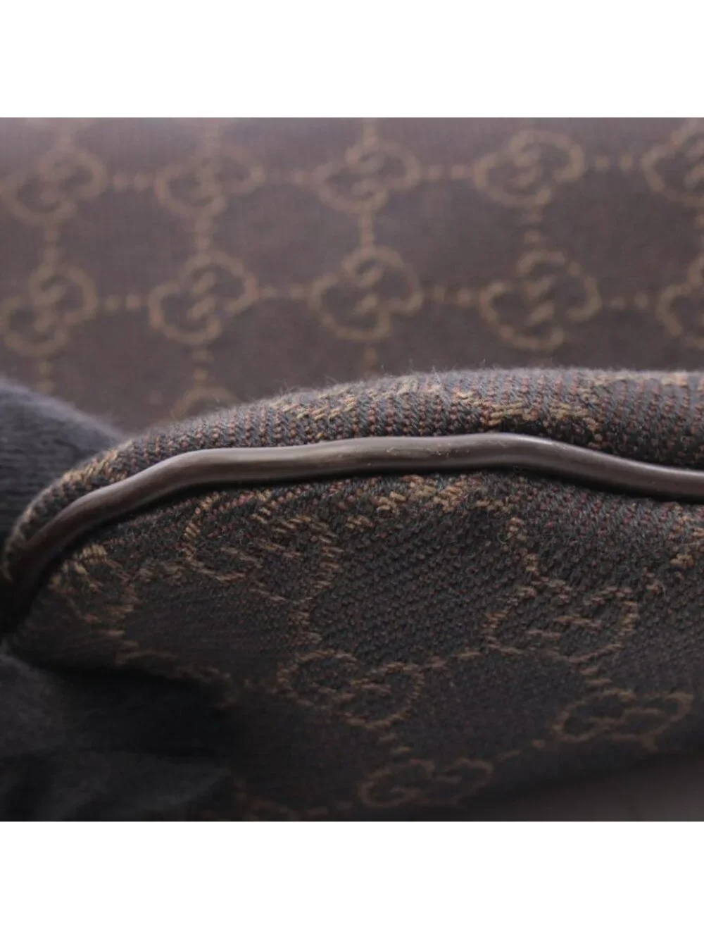 Gucci Shoulder Bag GG Pattern Dark Brown Canvas Leather